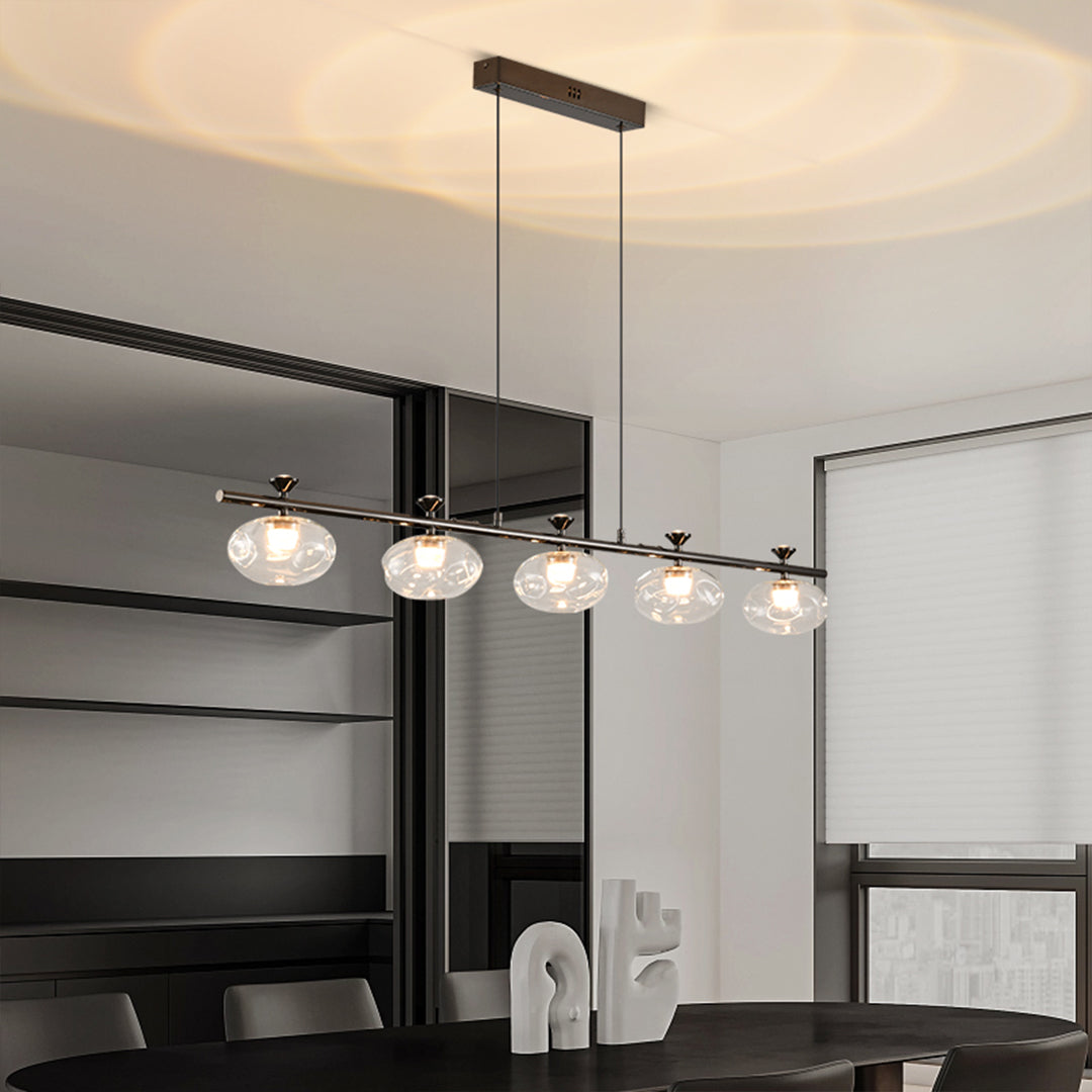 Linear Glass Chandelier Modern Minimalist Pendant Light for Dining Room and Living Room