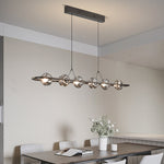 Modern Rise and Fall Pendant Light with Ribbed Glass Shade