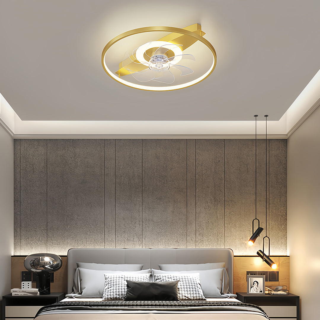 Aurelia Minimalist Ceiling Fan with Integrated LED Light in Black or Gold