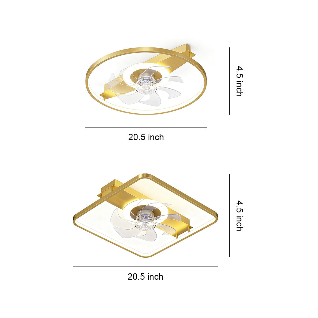 Aurelia Minimalist Ceiling Fan with Integrated LED Light in Black or Gold