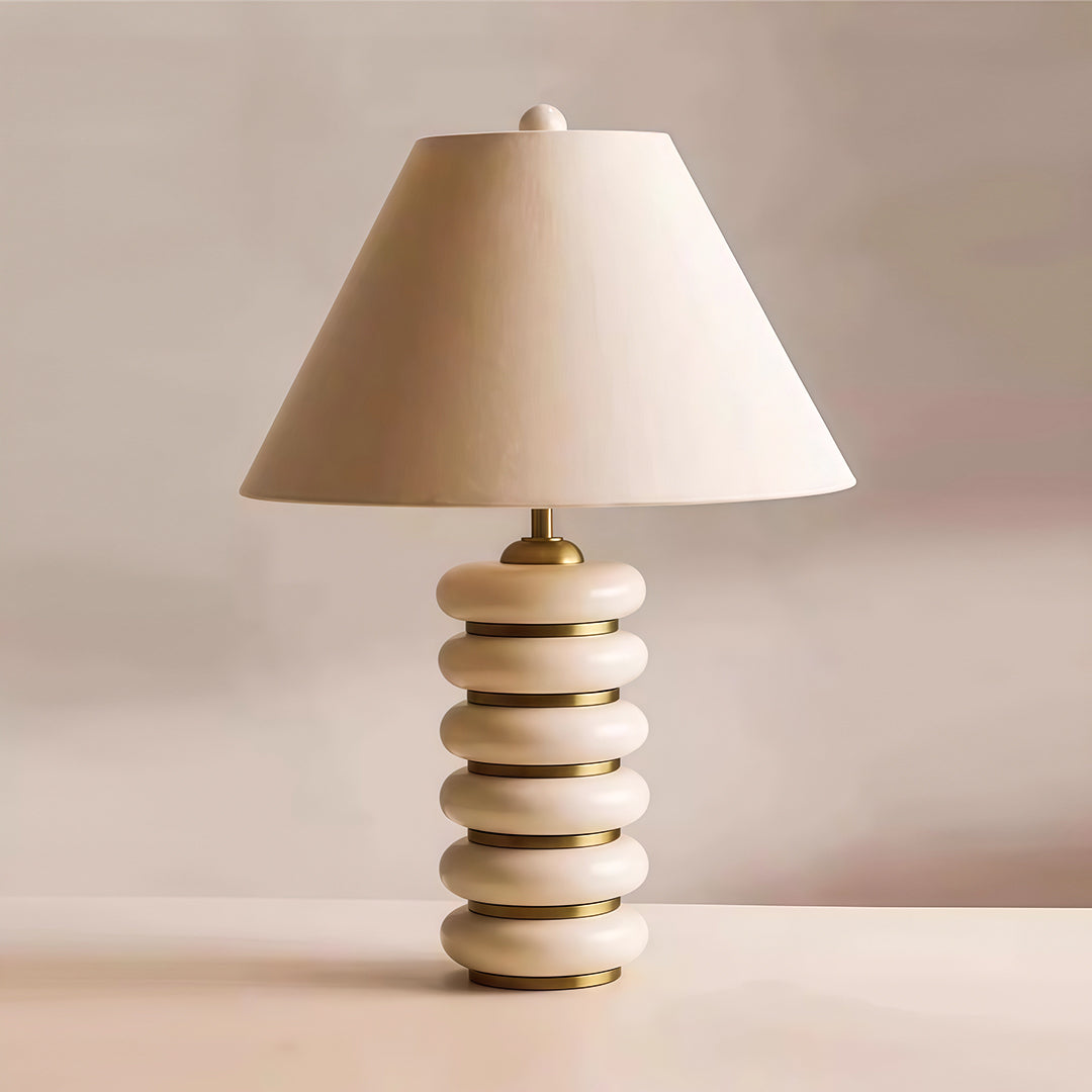 American Retro Cloth Table Lamp with Fabric Shade for Bedroom and Living Room