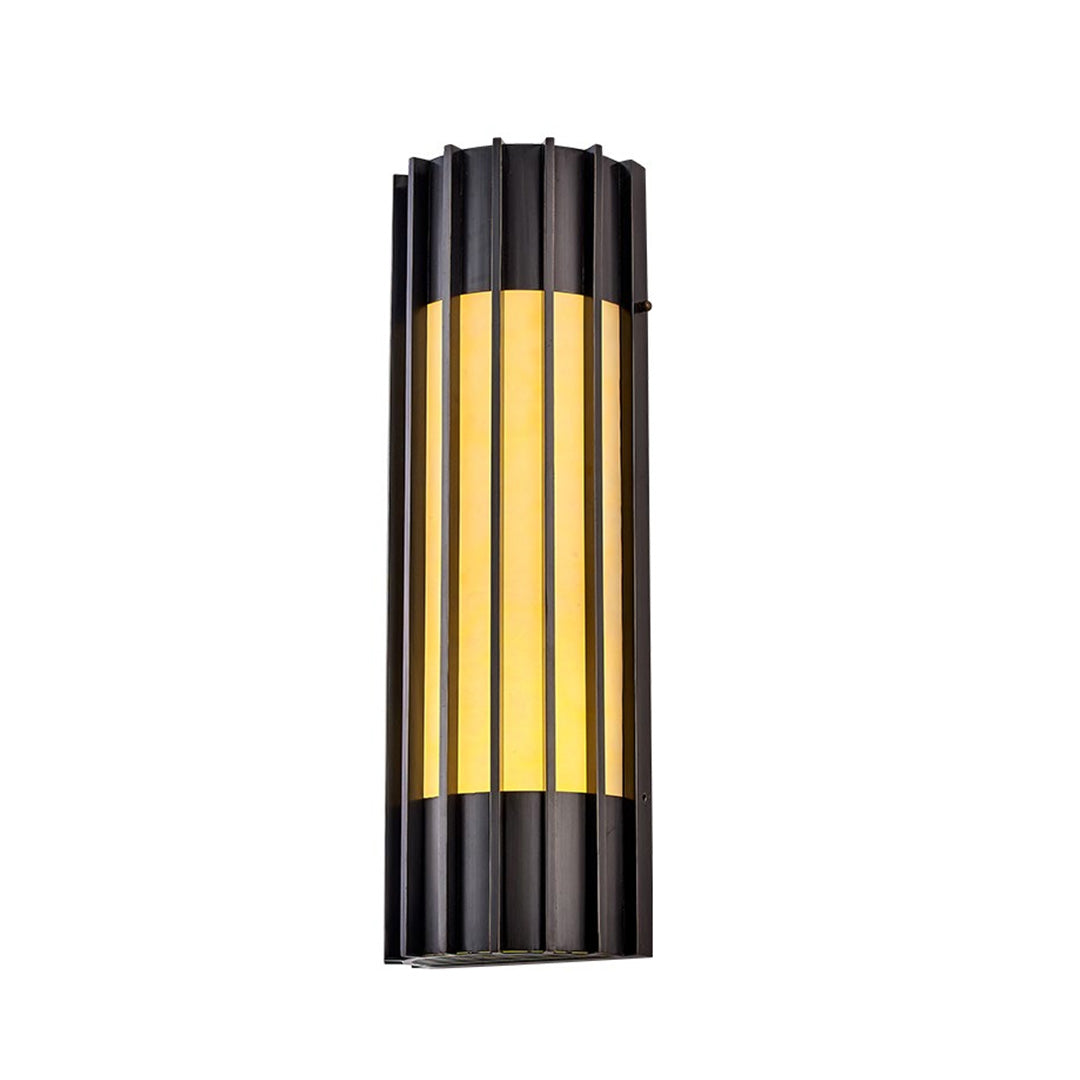 Modern Copper Outdoor Wall Sconce with Marble Shade, LED