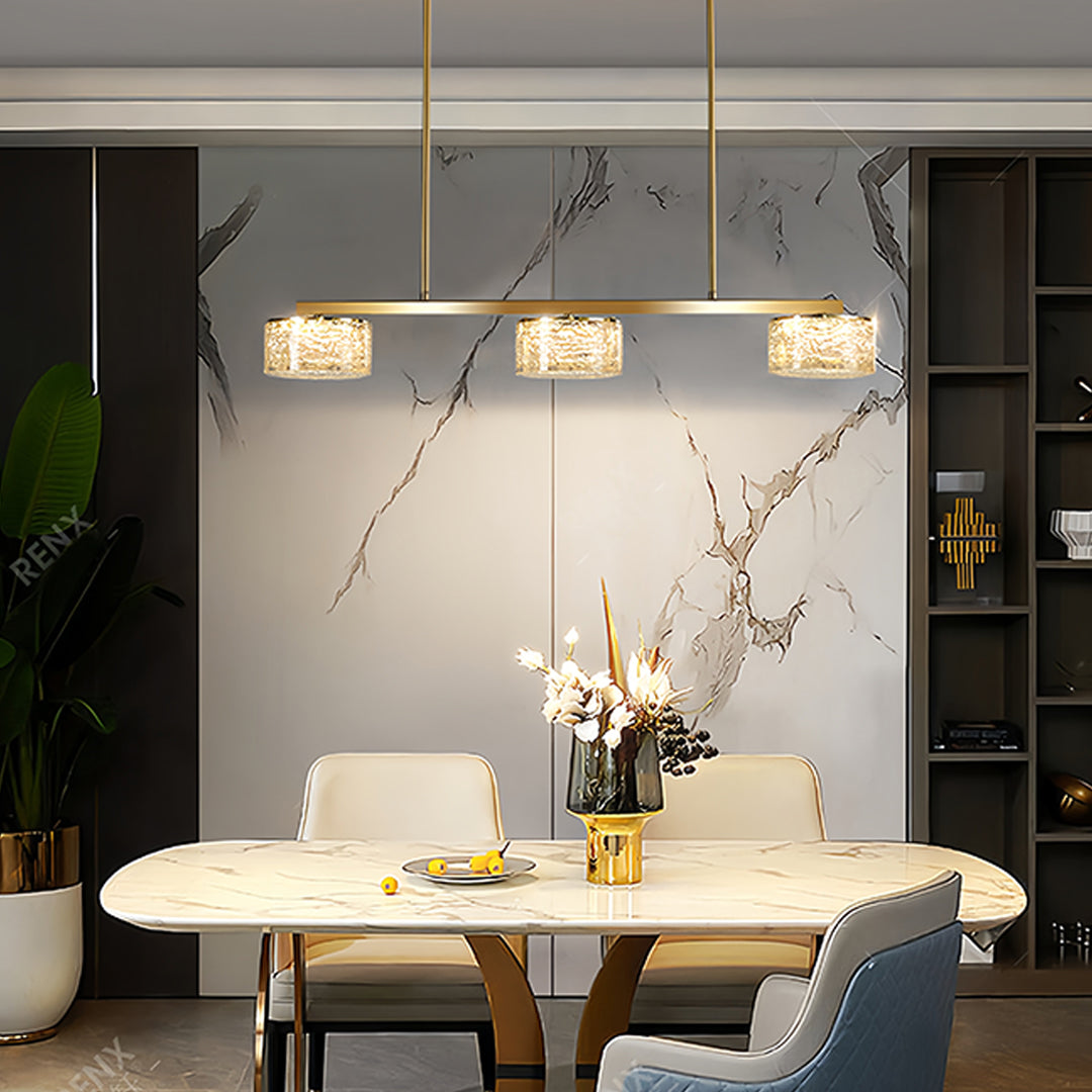 Linear LED Pendant Light in Black and Gold with Adjustable Height