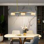 Linear LED Pendant Light in Black and Gold with Adjustable Height