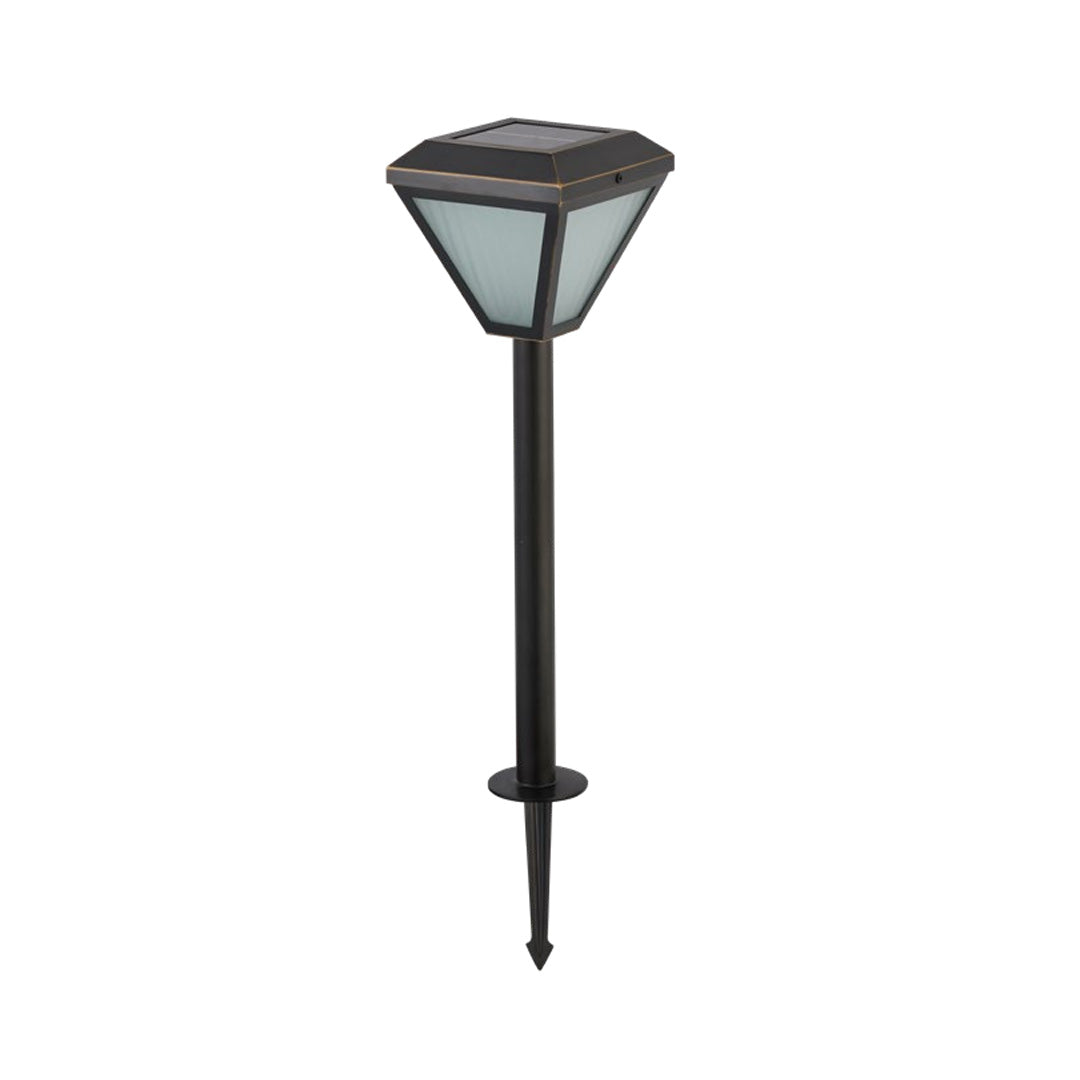 Solar Copper Bollard Path Light with Glass Shade for Garden Walkways