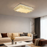 Crystal Flush Mount Ceiling Light with Chrome Frame and LED Illumination