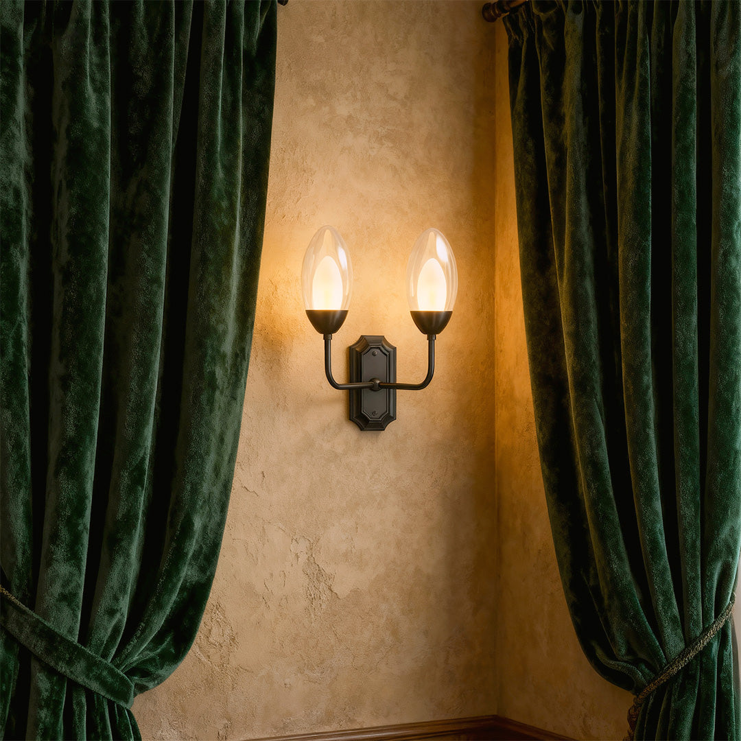 Luxury Dual Head Glass Wall Sconce in Solid Copper