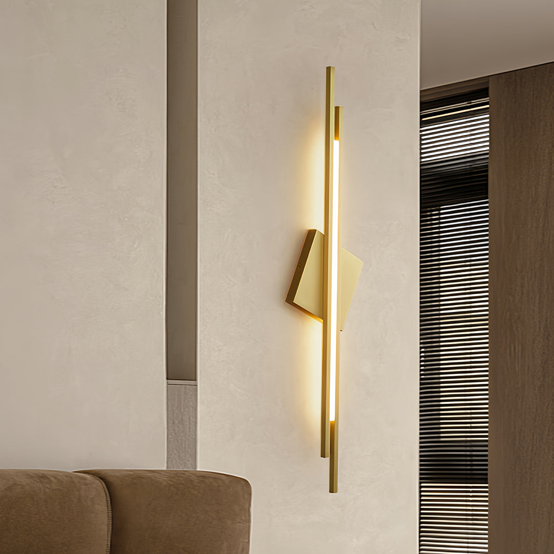Sculptural Linear LED Wall Sconce in Brass and Acrylic