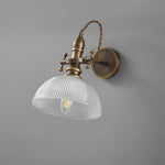 Vintage Brass Wall Sconce with Clear Glass Shade for Reading