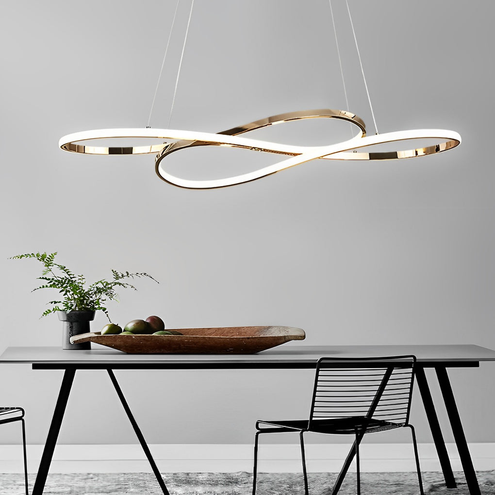 Wavy Double 8-Shaped LED Chandelier with Stepless Dimming, Modern Nordic Pendant Light