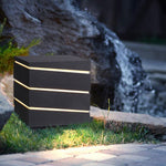 Luma Square Outdoor LED Wall Light in Black with Linear Acrylic Shade