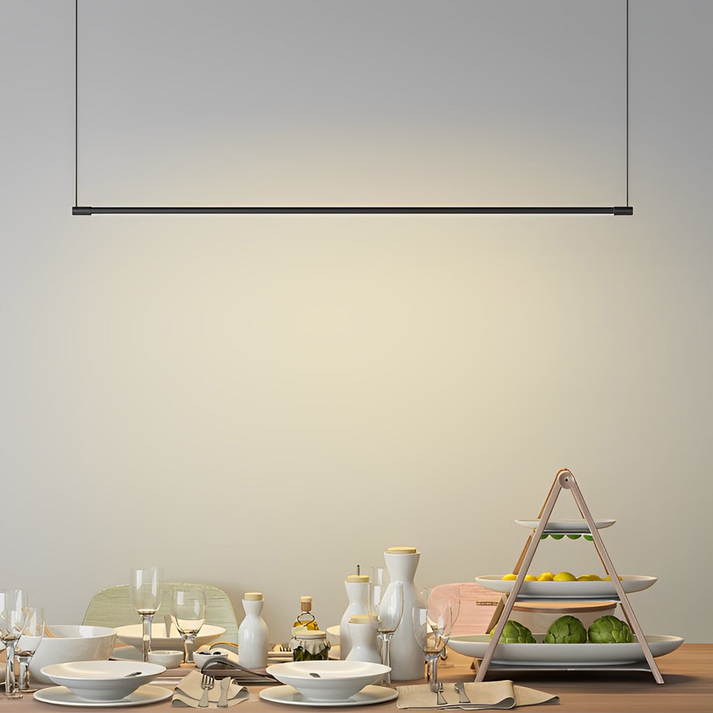 Modern Linear LED Pendant Light in Black for Dining Room and Kitchen Island
