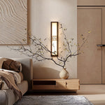 Linear Wall Sconce in Copper and Marble – Modern Minimalist LED Strip Light