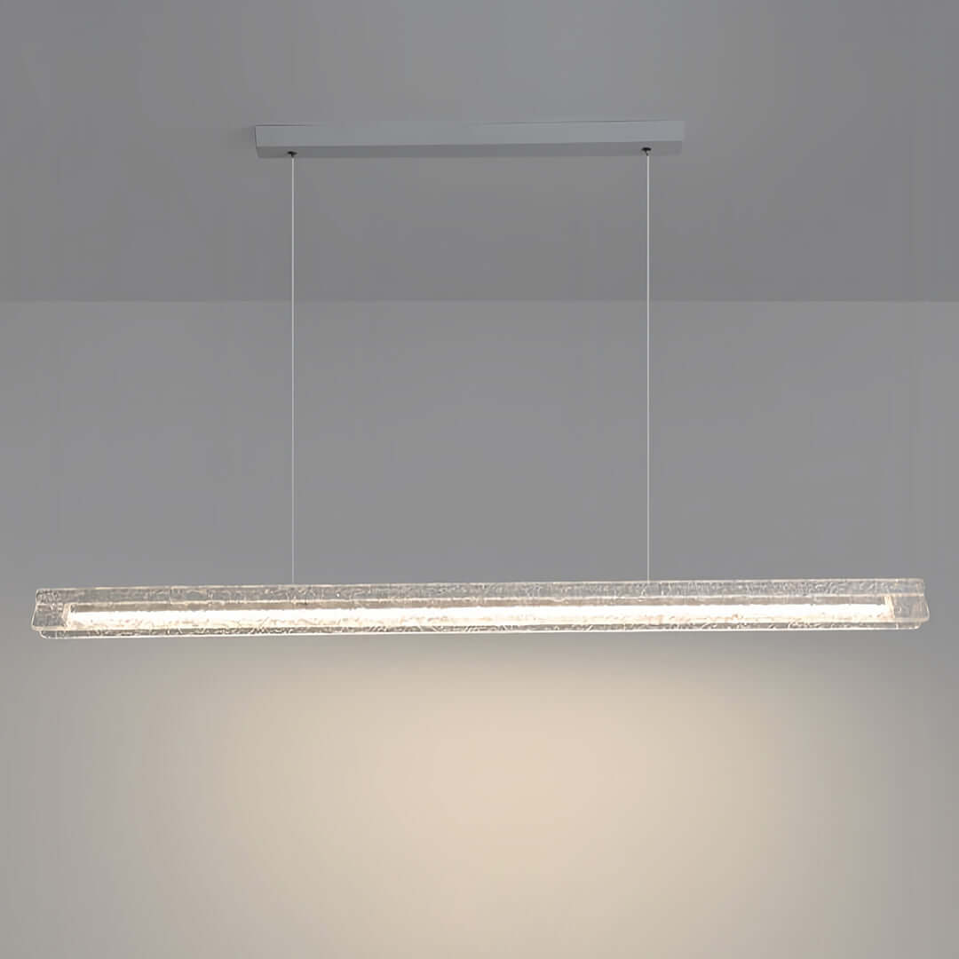 Modern White Linear Pendant Light with Frosted Acrylic Shade for Kitchen Island and Dining Room