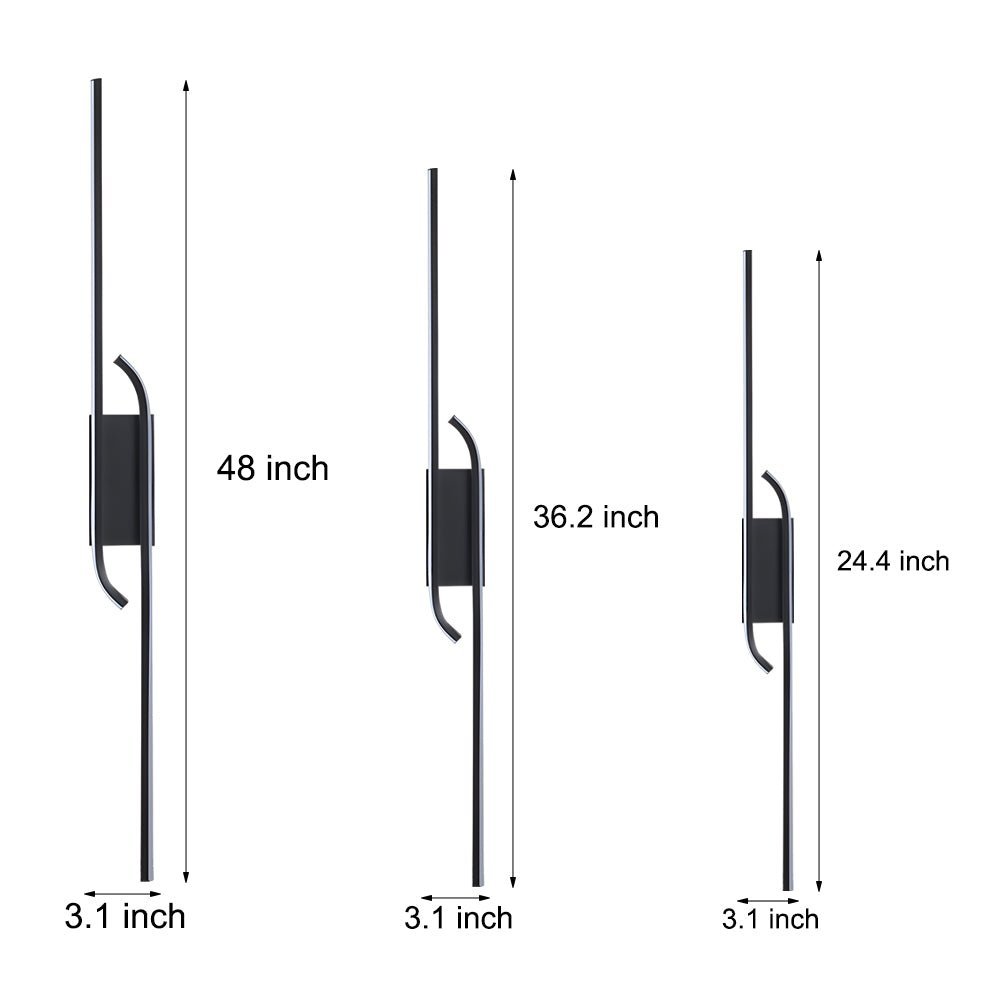 Modern Black Aluminum LED Linear Wall Light for Bedroom and Living Room