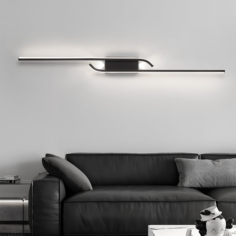 Modern Black Aluminum LED Linear Wall Light for Bedroom and Living Room