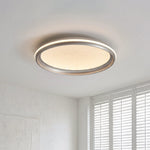 Lumina Silver LED Flush Mount Ceiling Light with White Acrylic Shade