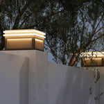 Square Stainless Steel Pier Mount Pillar Light with Warm LED Glow