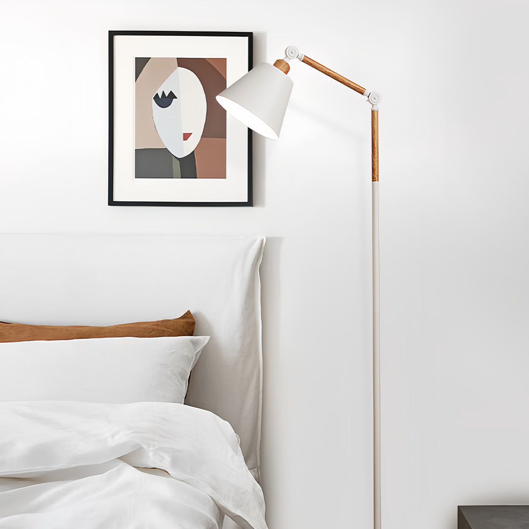 Modern Metallic Floor Lamp with Adjustable Arm for Living Room