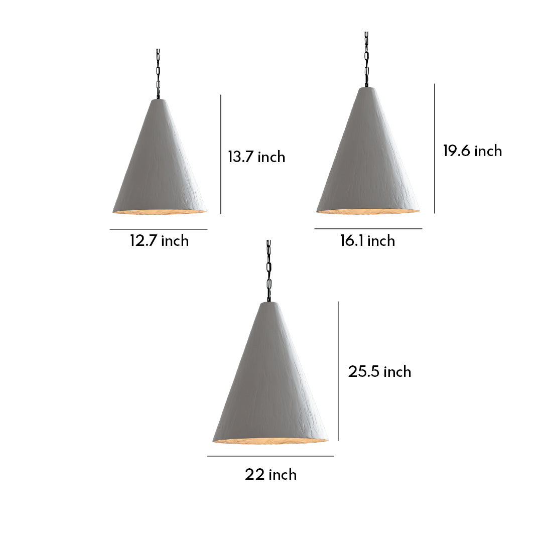 Nordic Plaster Pendant Light with Adjustable Chain, White LED Ceiling Lamp