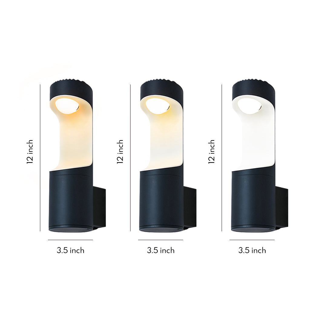 Modern Outdoor Wall Sconce with Adjustable Color Temperature, Black Aluminum