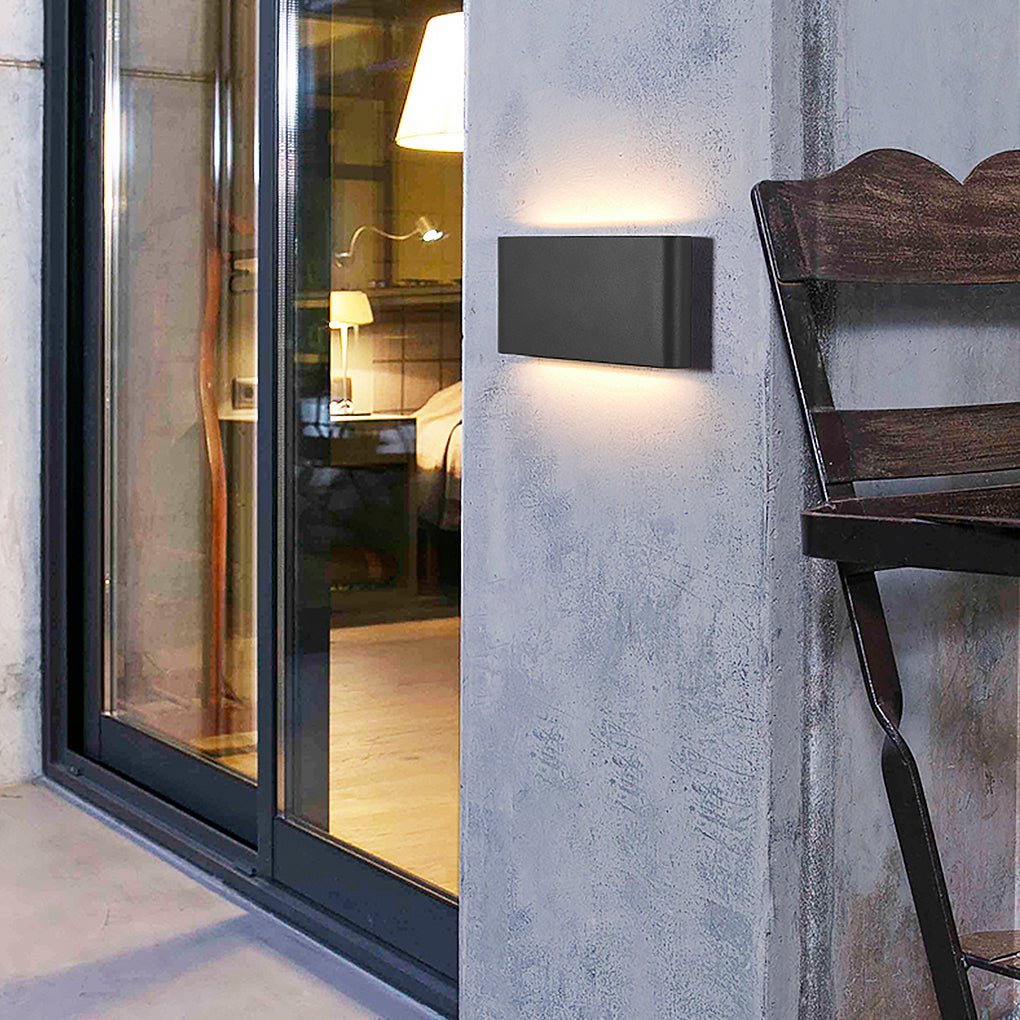 2 Light Black Modern Low Profile Exterior Porch Led Slim Outdoor Up Down Wall Light