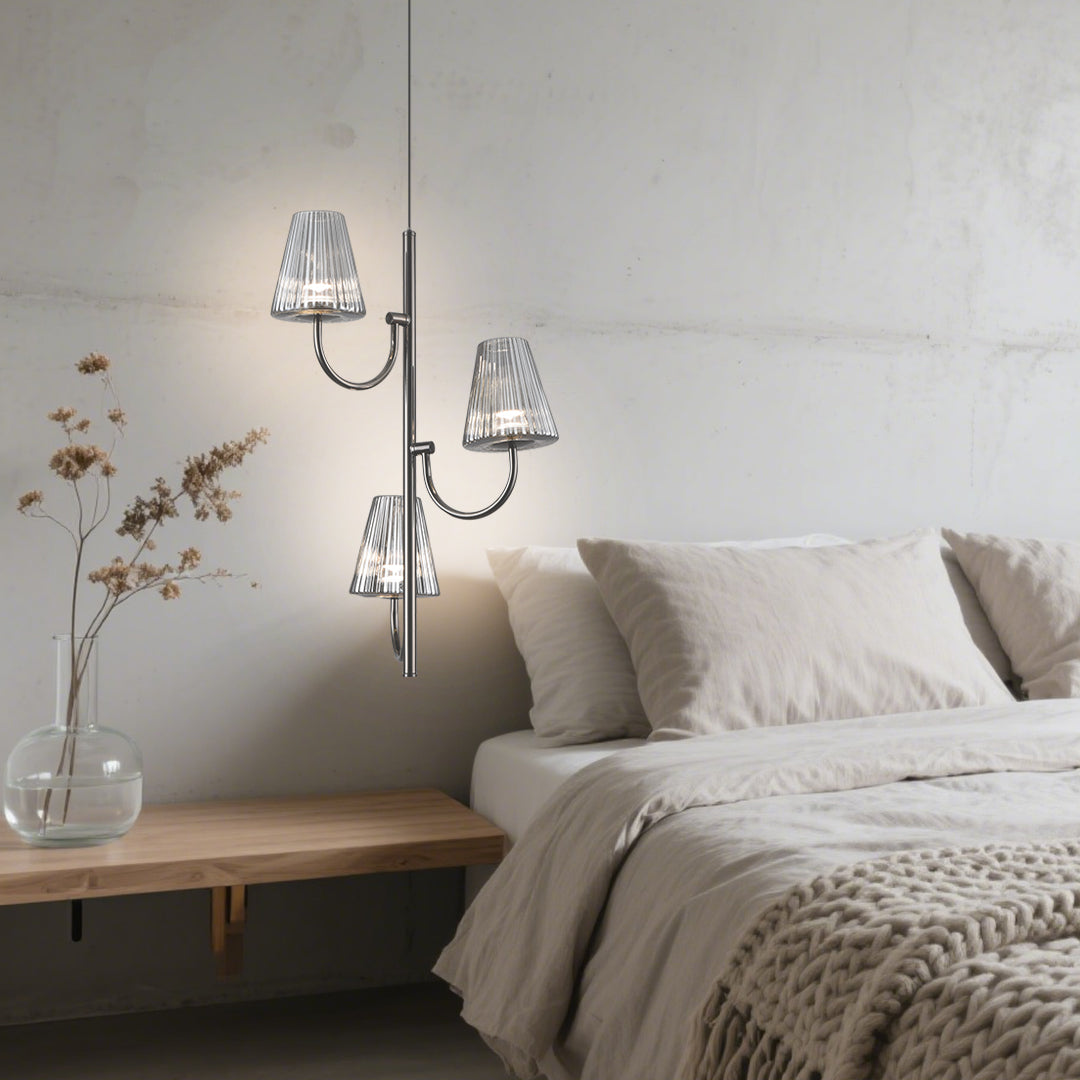 Modern Black LED Pendant Light with Glass Shade for Dining Room and Kitchen Island