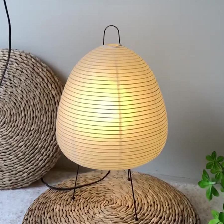 Wabi-Sabi Rice Paper Table Lamp with Aluminum Frame, Minimalist Japanese Design for Bedroom & Study
