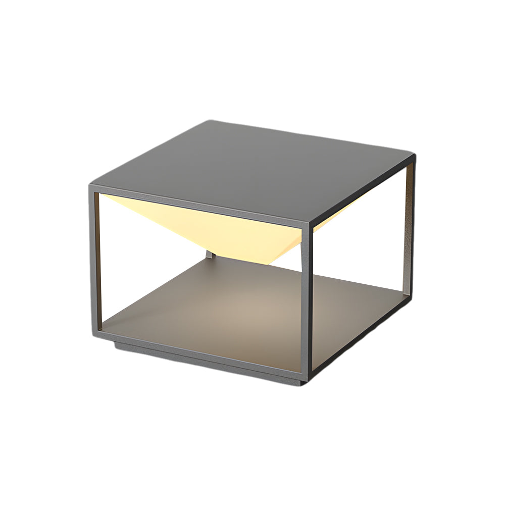 Stainless Steel Square Pillar Light with Warm LED Glow