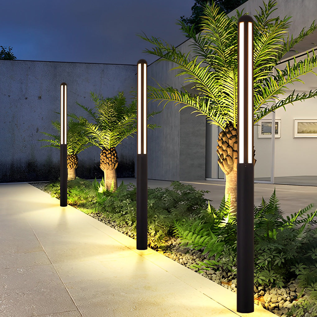 Modern Tall Garden Bollard Light | Minimalist Black Aluminum LED Pathway Lamp