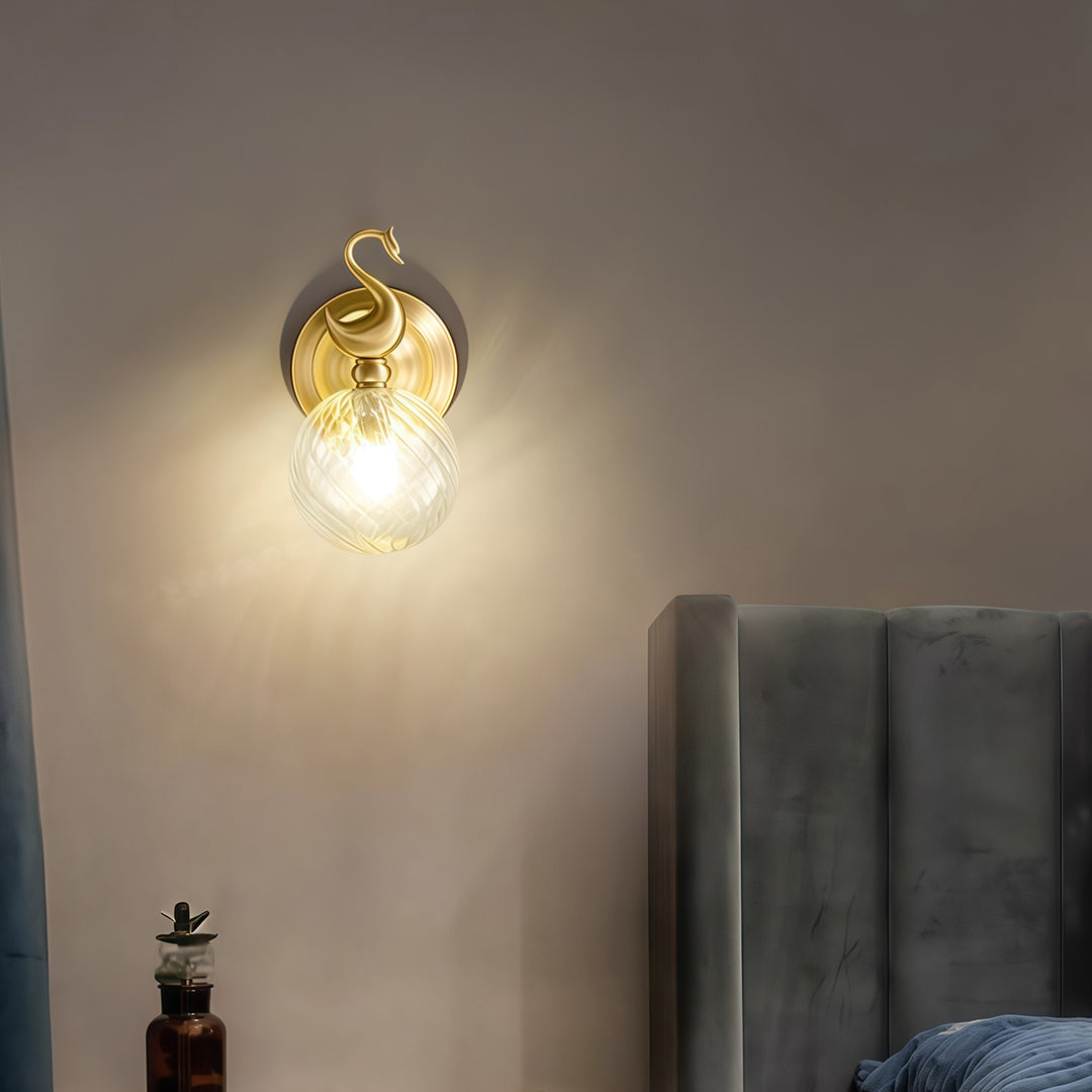 Modern Brass Wall Sconce with Clear Glass Shade for Living Room