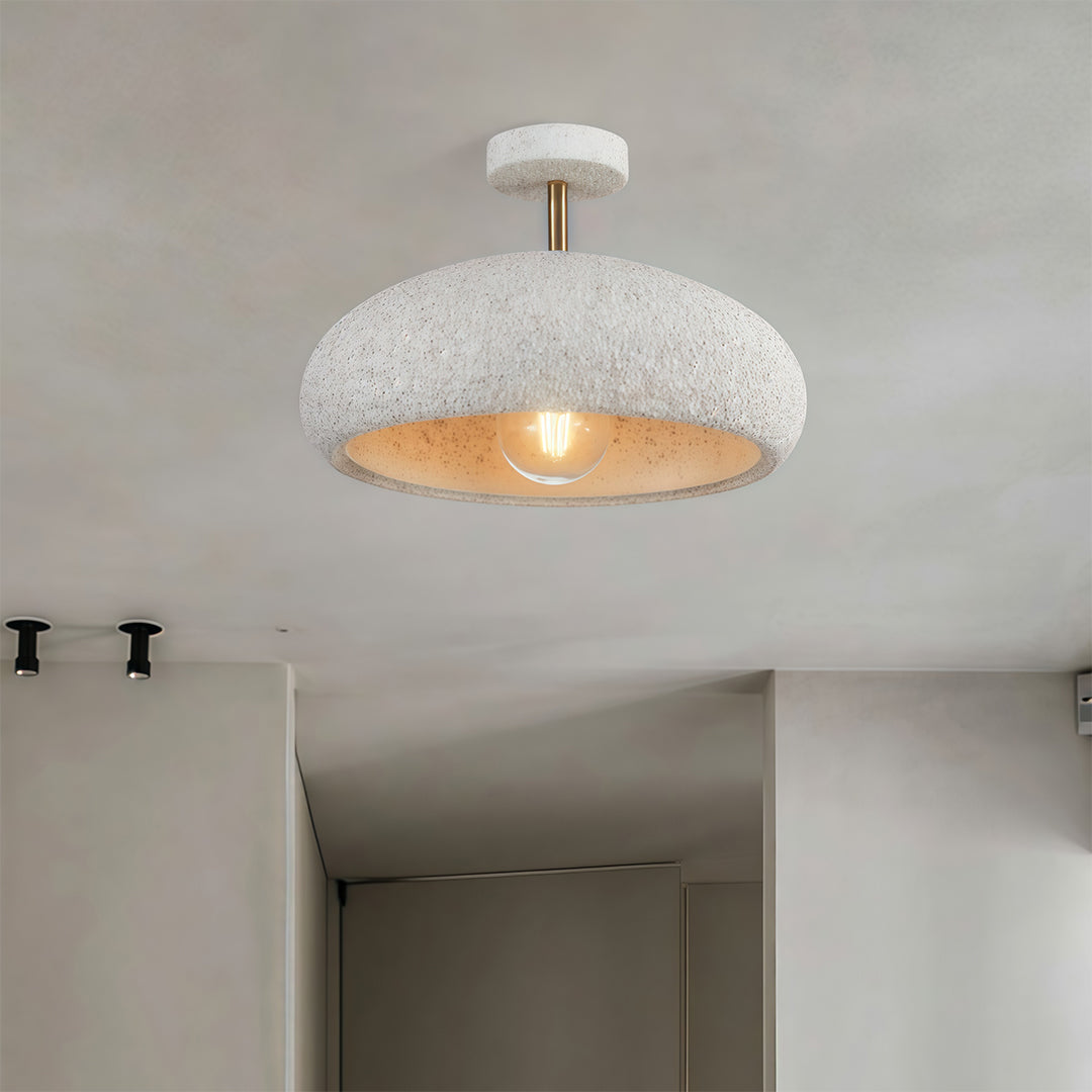 Semi Flush Ceiling Light in White, Yellow, or Red – Wabi-Sabi Japanese Style LED Ceiling Lamp for Zen Interiors