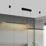 Modern Dual-Head Linear LED Pendant Light in Gold and Black