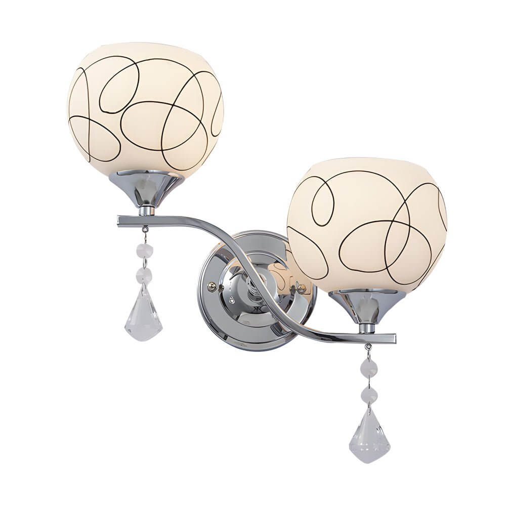 Aurelia Open Sphere Wall Sconce with Crystal Pendants, Modern 2-Light