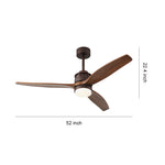 Aria 3-Blade Wood Ceiling Fan with Integrated LED Light