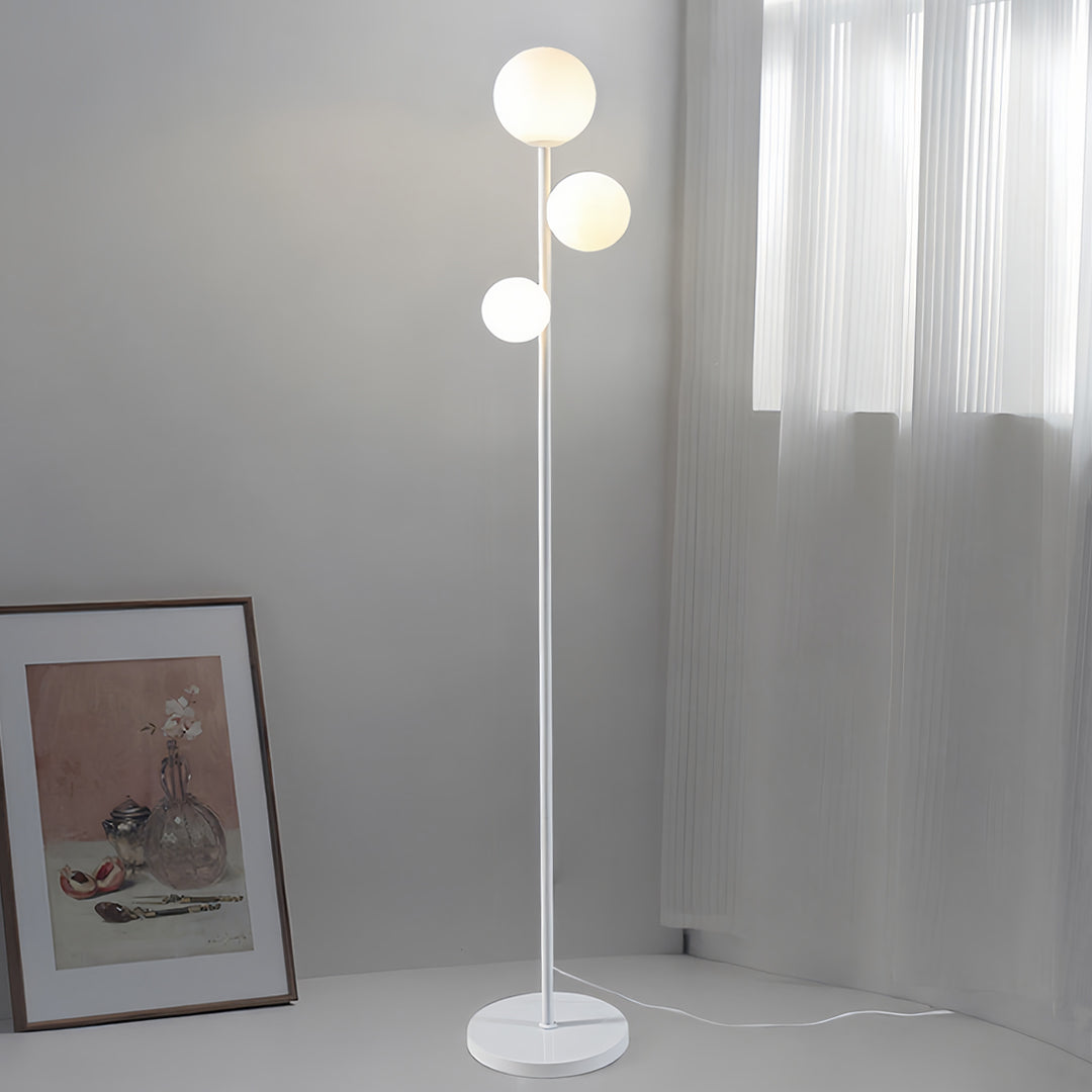 Aurelia Triple Globe Floor Lamp – Modern Sculptural Standing Light in Gold, Black, or White
