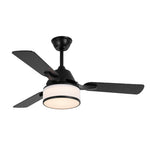 European Retro Ceiling Fan with Fabric Shade and LED Light