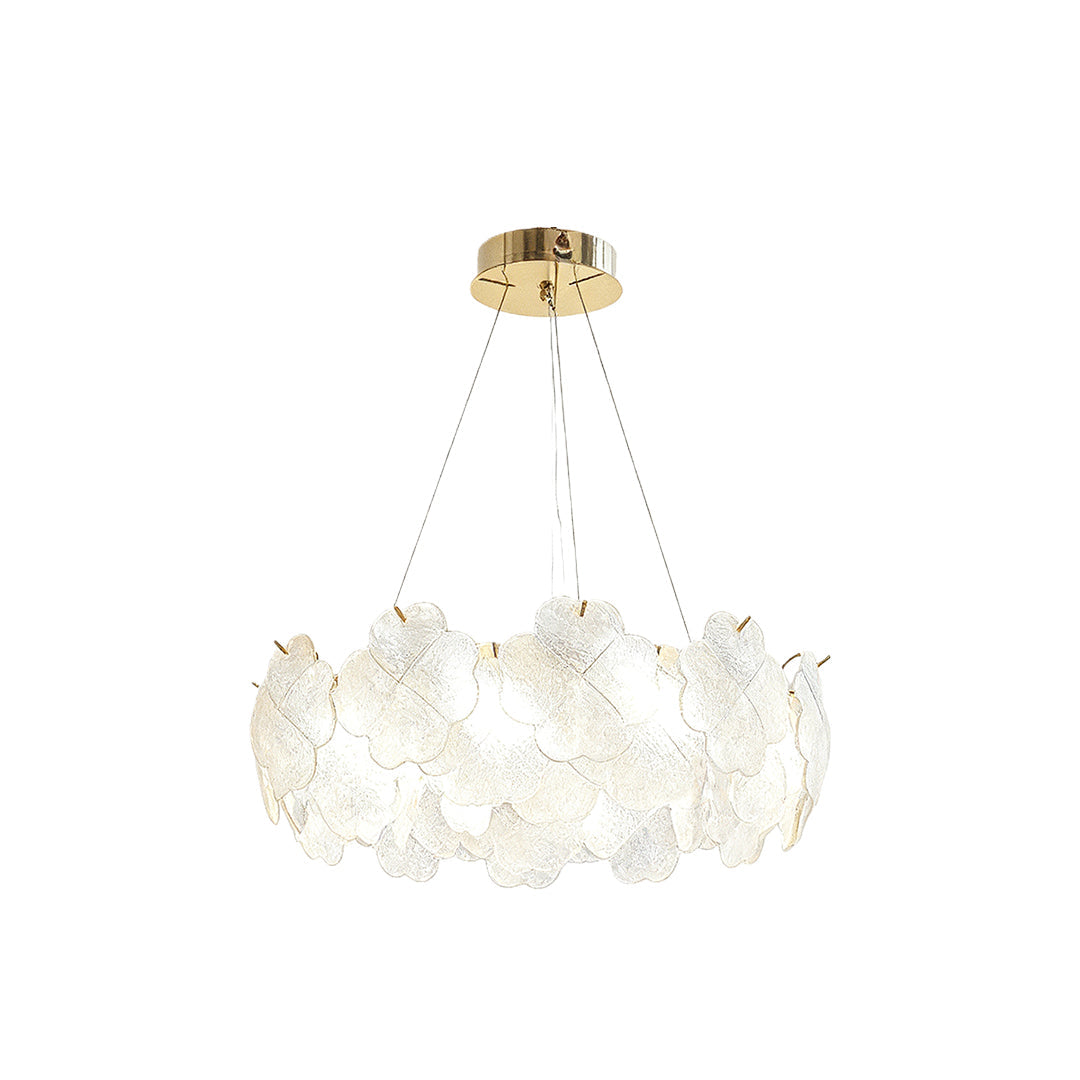 French Art Glass Chandelier with Brass Iron Frame, Modern Luxury Ceiling Light