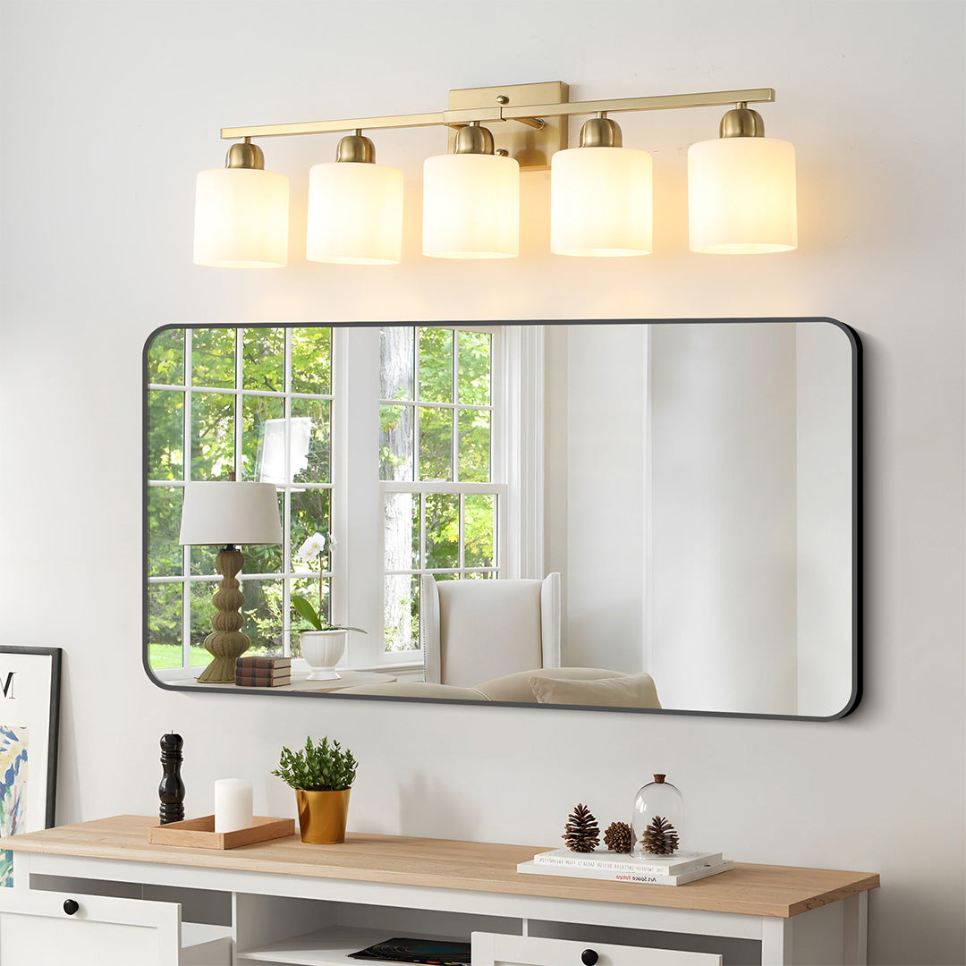 Modern Minimalist Vanity Light for Bathroom Mirror with Glass Shades