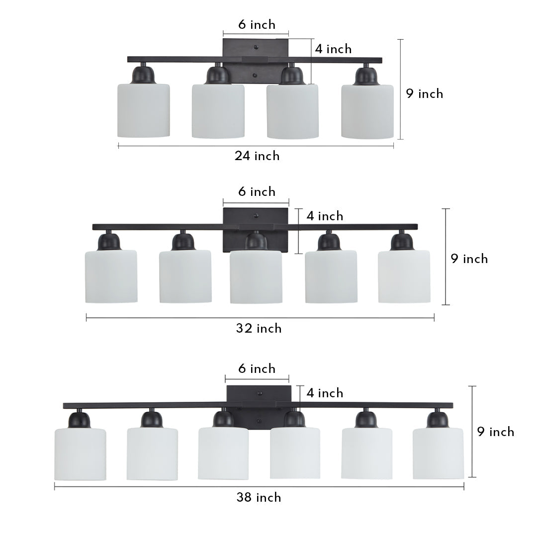 Modern Minimalist Vanity Light for Bathroom Mirror with Glass Shades