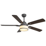 European Retro Ceiling Fan with Fabric Shade and LED Light