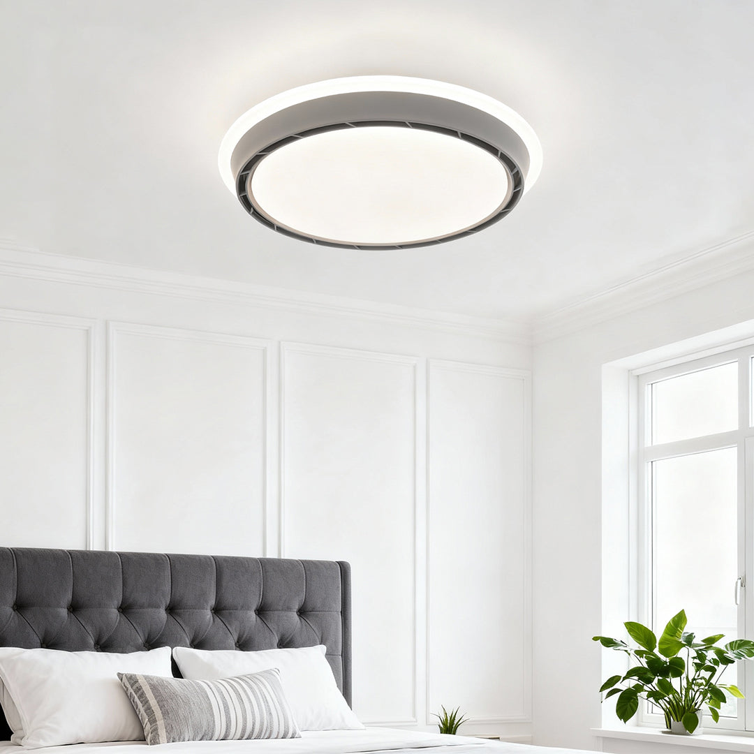 French Retro Ceiling Light with Hidden Fan, Dimmable LED Flush Mount