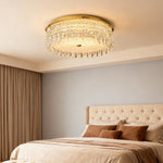 Luxe Crystal Flush Mount Ceiling Light in Champagne Gold