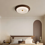 Art Deco Walnut Flush Mount Ceiling Light with Full-Spectrum LED