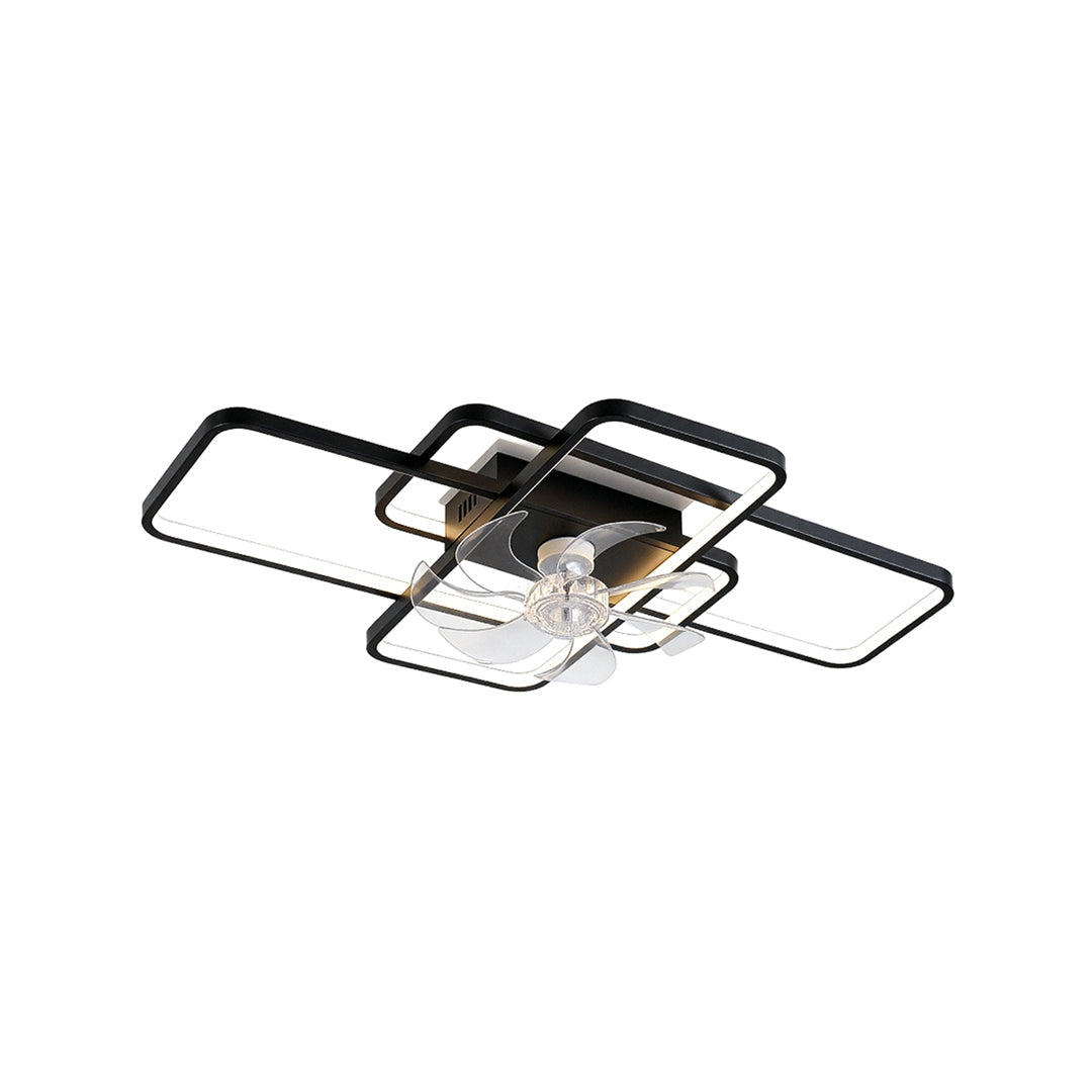 Modern Ceiling Fan with LED Light, Acrylic Shade, Clear ABS Blades