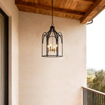 Artisan Iron Lantern Chandelier with Candle Bulbs for Vintage Interiors