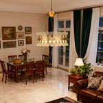 Luxury Gold LED Chandelier Round Modern Adjustable Ceiling Light