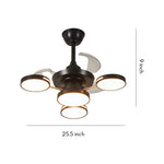 French Vintage Iron Ceiling Fan with Four Lights, 3-Blade LED Fan Lamp