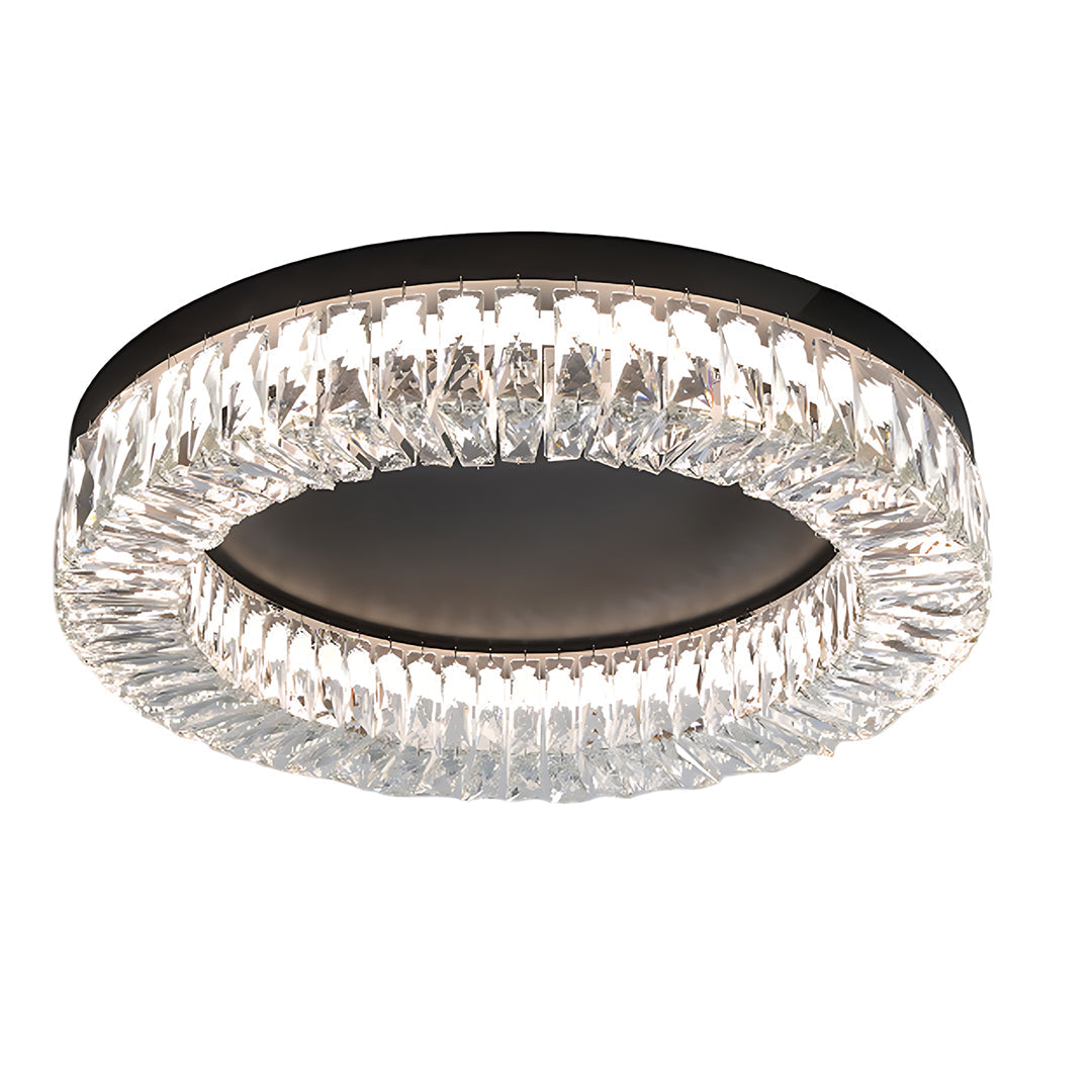 Nero Round LED Flush Mount Ceiling Light with Crystal Accents