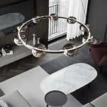 Modern Black Copper Ring LED Chandelier with Glass Spheres